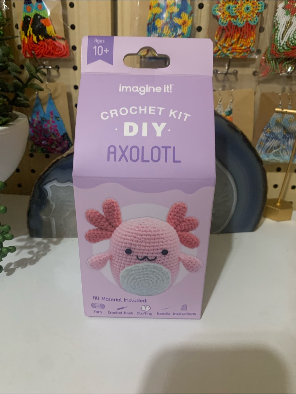 Imagine It! Pink Axolotl Crochet DIY Kit for Kids
